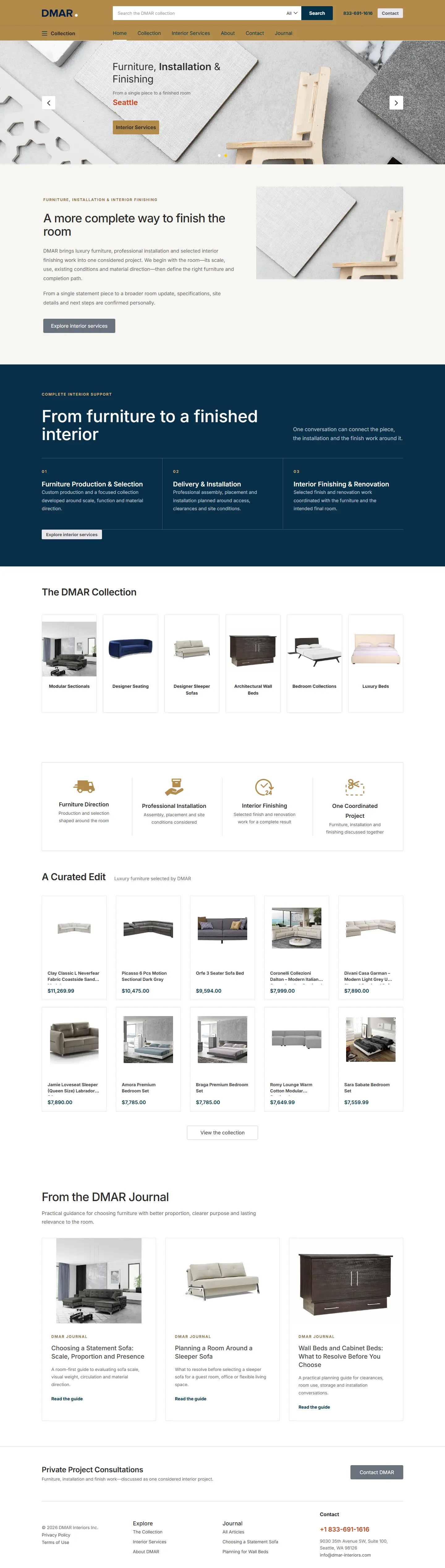 DMAR Interiors full homepage screenshot